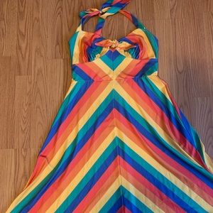 Rainbow Halter Summer Dress Pride ModCloth NWOT